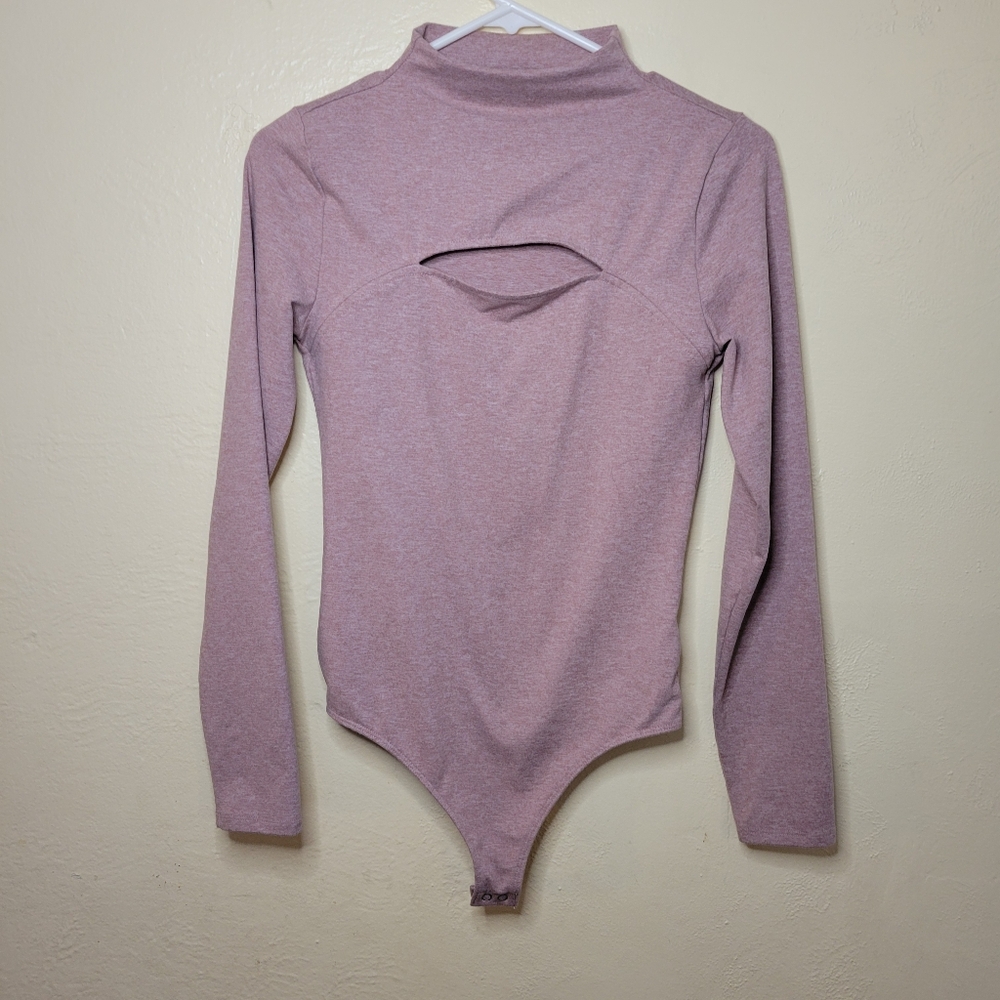 Express Womens Body Contour Compression Bodysuit Pink Heather Size Small Thong